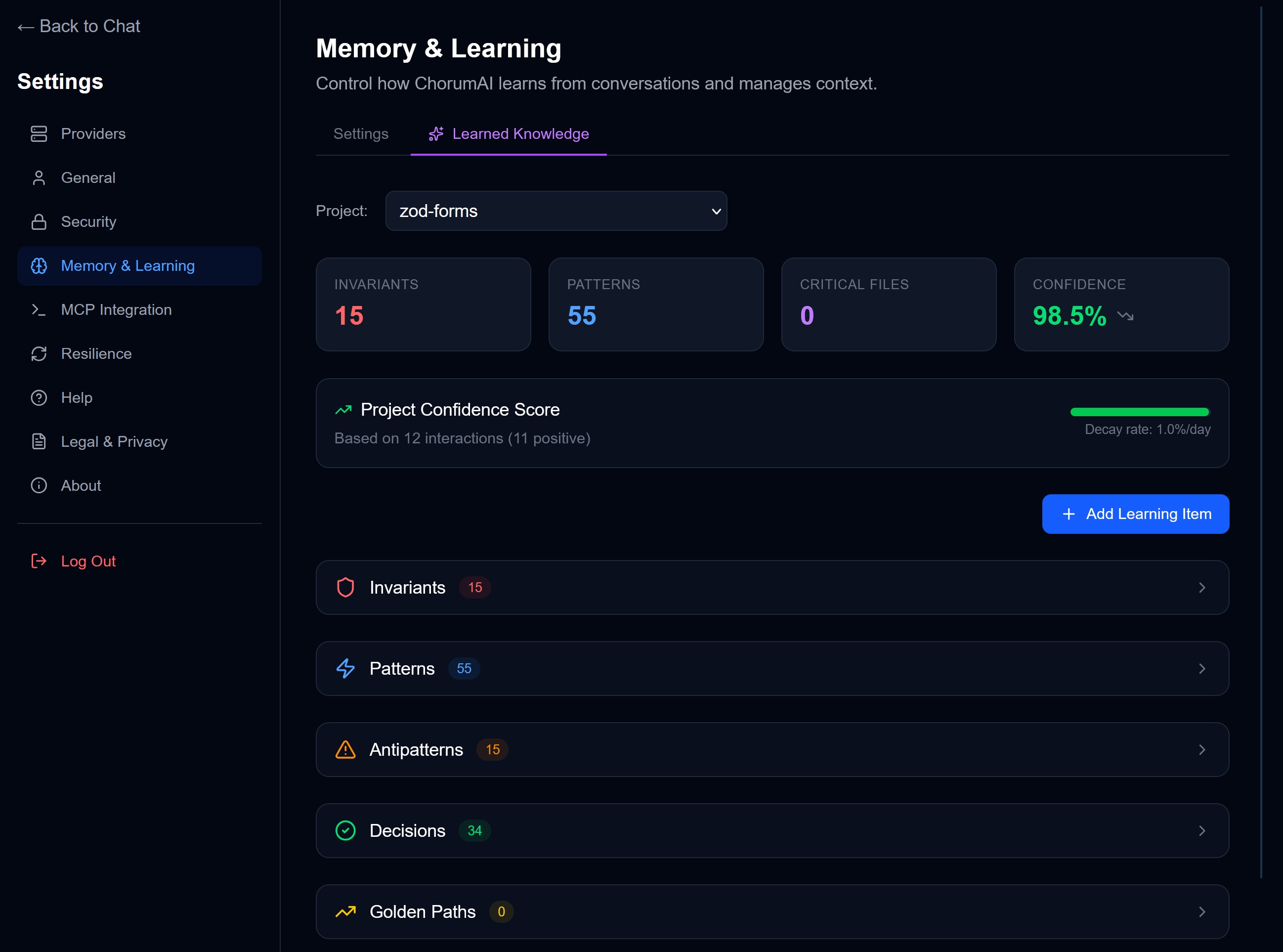 Memory Dashboard