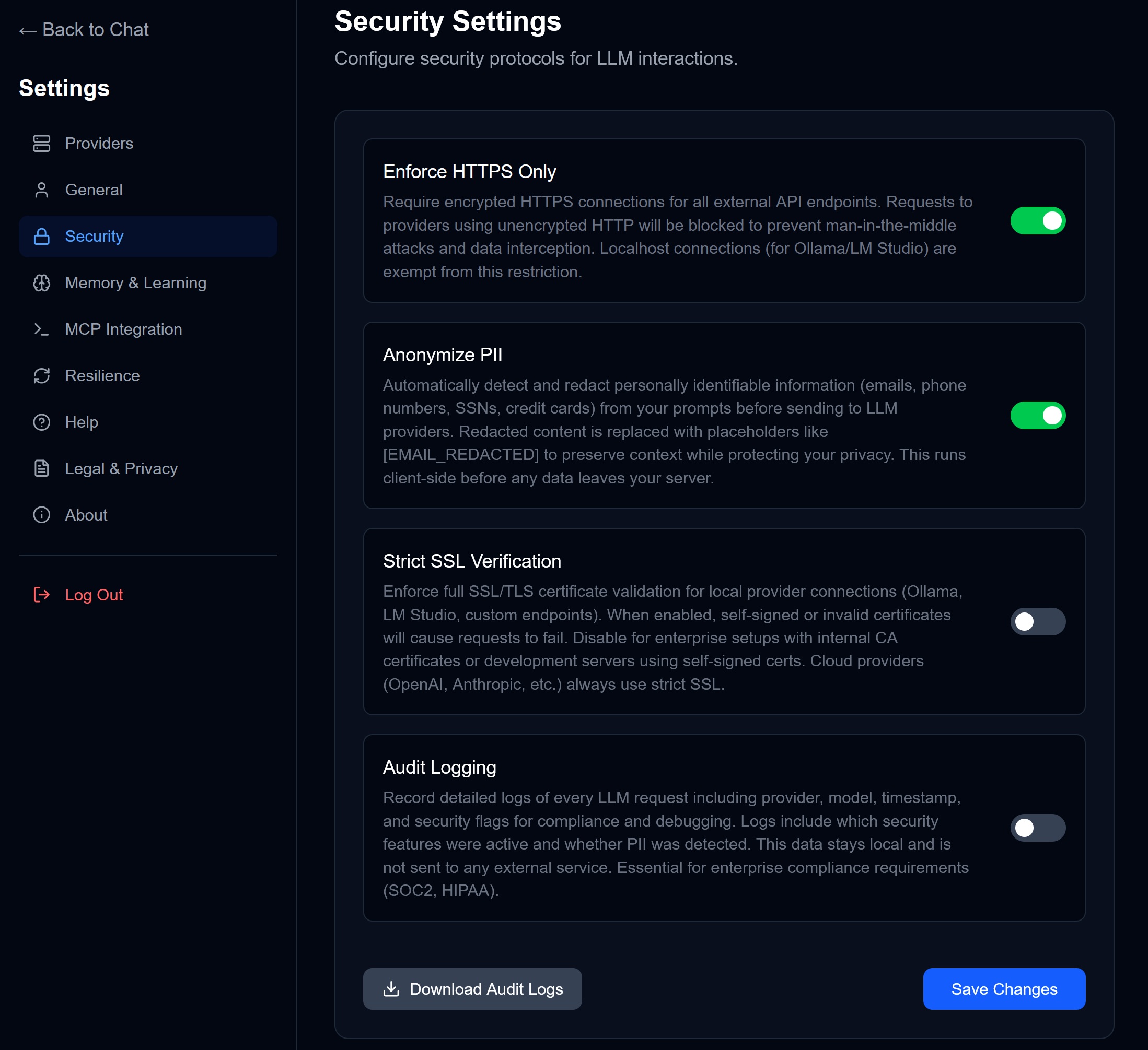 Security Settings